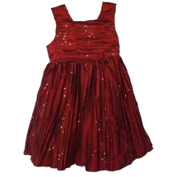 3T red fancy dress sequined crinkle girls dress - Picture 7 of 7